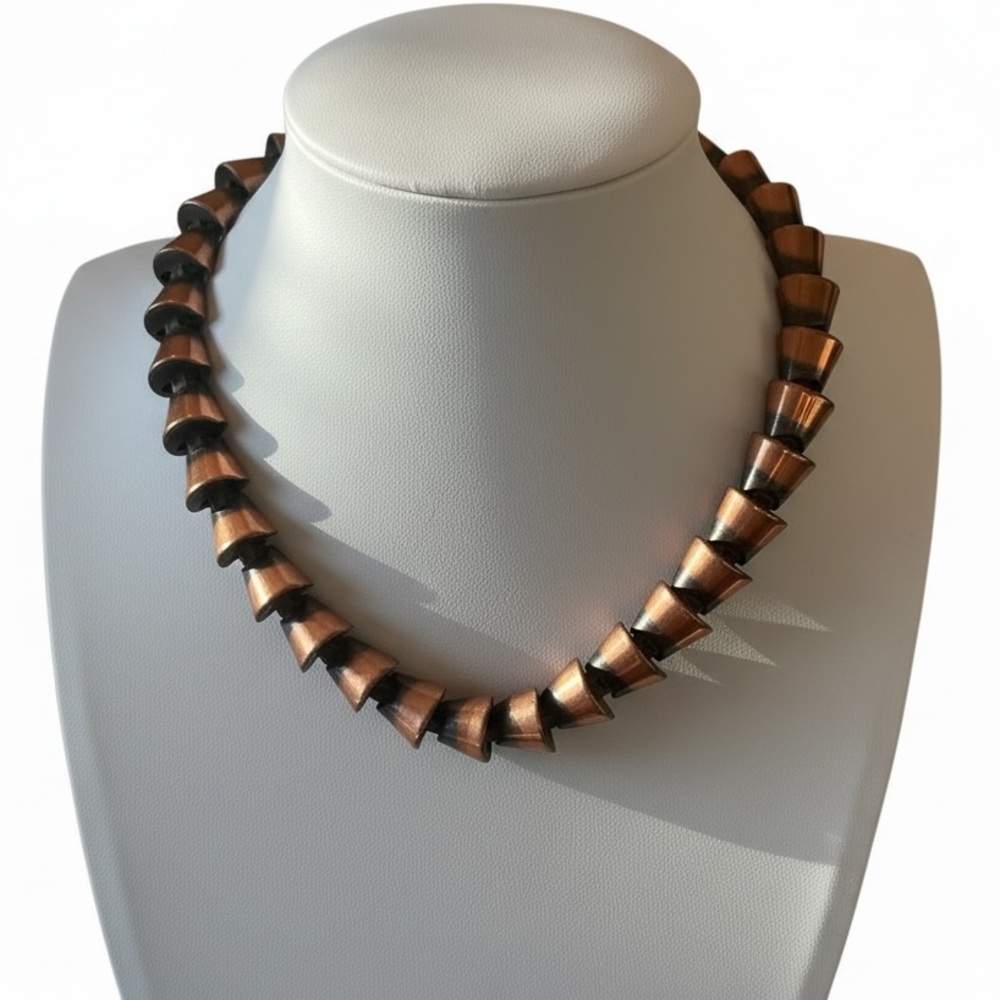 Rebajes Vintage Copper Necklace Modernist Sculptural Signed Book Piece)